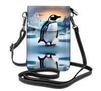 WHJSHOP Penguin Antarctica Ice Picture Small Leather Women'S Crossbody Flip Phone Bag, Waterproof And Durable