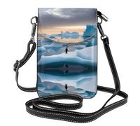 WHJSHOP Penguin Antarctica Ice Picture Small Leather Women'S Crossbody Flip Phone Bag, Waterproof And Durable