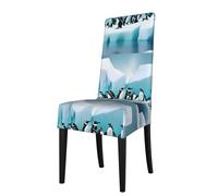 WHJSHOP Penguins on the Iceberg Pattern Protection Cover for Dining Chair - Soft, Comfortable, Wrinkle-Resistant Elastic Fits Most Armless Chairs