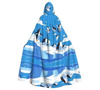 WHJSHOP penguins on the iceberg Prints Adult Hooded Cape Cloak for Halloween, Role-Playing, and Costume Parties