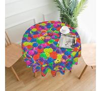 WHJSHOP Pickleball Balls Colors Pattern Prints Round Decorative Tablecloth 60in - Waterproof Table Throw for Elegant Dining & Stylish Home Decor