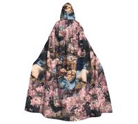 WHJSHOP Picnic under the blossoming trees Pattern Halloween Adult Hooded Cloak No Zipper, Comfortable & Durable for Role-Playing