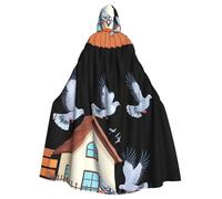 WHJSHOP Pigeons On The House Picture Halloween Adult Hooded Cape Men'S And Women'S Clothing Mantle Role-Playing
