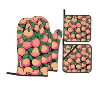 WHJSHOP Pile of Peaches Prints Kitchen Layers: Waterproof Oven Covers for Safe Handling & Easy Cleanup - 4 Piece Heat Protection Bundle