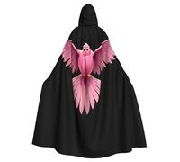 WHJSHOP Pink bird spreading its wings Pattern Halloween Adult Hooded Cloak is a super large, comfortable, and durable cloak
