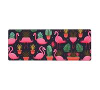WHJSHOP Pink Flamingo Succulent Plants Pattern Extra Large Mouse pad Mousepad 12x31.5in for Desktop Computers, laptops, Personal Computers