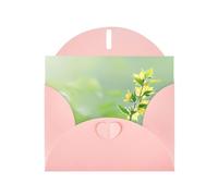 WHJSHOP Pink Greeting Card Blooming Yellow Flower Pattern 4x6in for Christmas, children's birthdays, Valentine's Day, wedding anniversaries, and party invitations