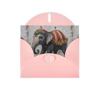 WHJSHOP Pink Greeting Card Circus elephant performing Printing Perfect for Valentine's Day, Wedding Anniversary & Party Invitations