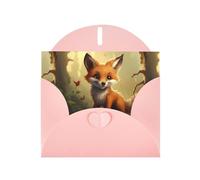 WHJSHOP Pink Greeting Card Clever little fox Printing Perfect for Valentine's Day, Wedding Anniversary & Party Invitations