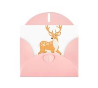 WHJSHOP Pink Greeting Card Color marks of sibling deer Printing Perfect for Valentine's Day, Wedding Anniversary & Party Invitations