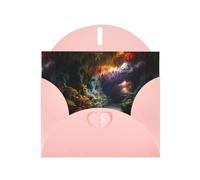 WHJSHOP Pink Greeting Card Colorful moss in the cave Printing Perfect for Valentine's Day, Wedding Anniversary & Party Invitations