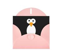 WHJSHOP Pink Greeting Card Cute Penguin Pattern 4x6in for Christmas, children's birthdays, Valentine's Day, wedding anniversaries, and party invitations