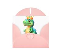WHJSHOP Pink Greeting Card Dinosaur wearing a crown Printing Perfect for Valentine's Day, Wedding Anniversary & Party Invitations