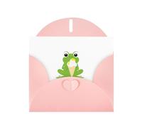 WHJSHOP Pink Greeting Card Frog eating ice cream Printing Perfect for Valentine's Day, Wedding Anniversary & Party Invitations