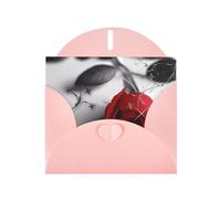 WHJSHOP Pink Greeting Card Rote Rose Pattern 4x6in for Christmas, children's birthdays, Valentine's Day, wedding anniversaries, and party invitations