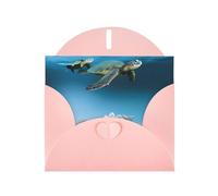 WHJSHOP Pink Greeting Card Sea Conch Shell Starfish Turtle Pattern 4x6in for Christmas, children's birthdays, Valentine's Day, wedding anniversaries, and party invitations