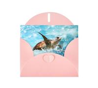 WHJSHOP Pink Greeting Card Sea Turtle Pattern 4x6in for Christmas, children's birthdays, Valentine's Day, wedding anniversaries, and party invitations
