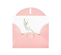 WHJSHOP Pink Greeting Card White fox in the desert Printing Perfect for Valentine's Day, Wedding Anniversary & Party Invitations