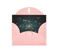 WHJSHOP Pink Greeting Card Zodiac Constellation Space Printing Perfect for Valentine's Day, Wedding Anniversary & Party Invitations