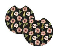 WHJSHOP Pink Jasmine Flower Prints Car Cup Coasters 2-Pack - High-Grade Neoprene Protection Against Spills & Scratches