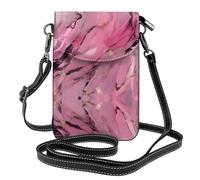 WHJSHOP Pink Marble Texture Picture Small Leather Women'S Crossbody Flip Phone Bag, Waterproof And Durable
