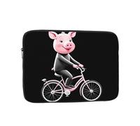 WHJSHOP Pink Pig on Bicycle Pattern Laptop Case - Shockproof Portable Laptop Sleeve Bag for Men and Women Business Travel, School, and Office Use