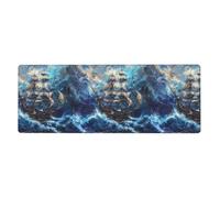 WHJSHOP Pirate Ship in The Waves Prints Extra Large Mouse pad, Computer Office Anti Slip Gaming Keyboard Thickened Version 12x31.5in