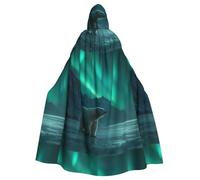 WHJSHOP Polar Bear In The Northern Lights Picture Halloween Adult Hooded Cape Men'S And Women'S Clothing Mantle Role-Playing