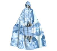 WHJSHOP Polar Bear Picture Halloween Adult Hooded Cape Cloak For Role-Playing, Stage Costumes, Parties Easy Care