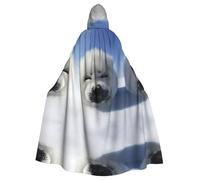WHJSHOP Polar Bear Picture Halloween Adult Hooded Cape Cloak For Role-Playing, Stage Costumes, Parties Easy Care