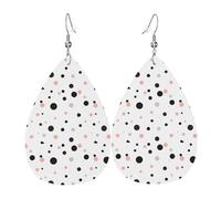 WHJSHOP Polka Dot Prints Teardrop Leather Earrings - Lightweight Dangle Earrings for Women, Vivid Color Faux Leather Drops with Silver Plated Hooks, Stylish Accessories