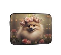 WHJSHOP Pomeranian and Flowers Prints Portable Shockproof Laptop Sleeve Case for Men and Women Business Travel, and Office Daily Use