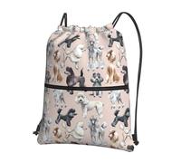 WHJSHOP Poodles Dogs Prints Drawstring Zipper Backpack - Lightweight, Waterproof Gym Bag for Travel, Yoga & Hiking