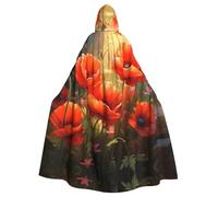 WHJSHOP Poppies in Bloom Pattern Halloween Adult Hooded Cloak No Zipper, Comfortable & Durable for Role-Playing