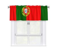 WHJSHOP Portuguese Flag Prints Curtain with Short Pole, 54x18in for Enhancing Kitchen Windows, bathrooms, Laundry Rooms, and Studios