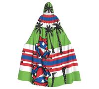 WHJSHOP Puerto Rico Flag Frog Palm Trees Pattern Halloween Adult Hooded Cloak ensuring easy care and long-lasting use