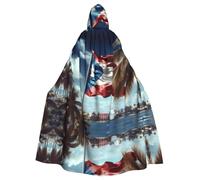 WHJSHOP puerto rico wallpaper flag Picture Adult Hooded Cape Cloak for Halloween, Role-playing Costumes, and Theme Parties