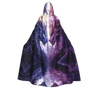 WHJSHOP purple and wirte dragons Pattern Halloween Adult Hooded Cloak No Zipper, Comfortable & Durable for Role-Playing