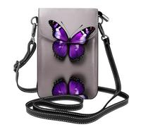 WHJSHOP Purple Plum Butterfly Picture Small Leather Women'S Crossbody Flip Phone Bag, Waterproof And Durable