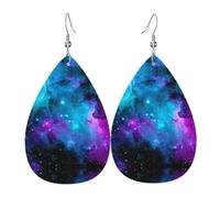 WHJSHOP Purple Star Sky Prints Dangle Leather Earrings - Chic Water Drop Drops for Festive Style & Everyday Sparkle
