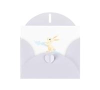 WHJSHOP Rabbit flying into the sky Prints Greeting Card - Premium Pearlescent Paper, Double Sided Pearl Effect, Love Buckle Pearl Paper Envelope
