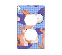 WHJSHOP Rabbit Holding The Ball Picture Double Socket Wall Panel Electrical Socket Cover Plate Shatter Decoration Durable 4.5x2.76in