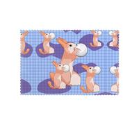 WHJSHOP Rabbit Holding The Ball Prints Placemats Set of 6 for Dining Table in Home & Kitchen - Washable, Heat Resistant, Thick and Wear-Resistant