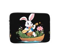 WHJSHOP Rabbit Playing The pipa on The Flower Boat Pattern Laptop Case - Shockproof Portable Laptop Sleeve Bag for Men and Women Business Travel, School, and Office Use