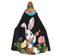 WHJSHOP Rabbit Playing The Pipa On The Flower Boat Picture Halloween Adult Hooded Cape Men'S And Women'S Clothing Mantle Role-Playing