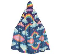 WHJSHOP Rainbow Clouds Raindrop Pattern Halloween Adult Hooded Cloak is a super large, comfortable, and durable cloak