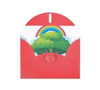 WHJSHOP Rainbow under the tree Prints Greeting Card - Premium Pearlescent Paper, Double Sided Pearl Effect, Love Buckle Pearl Paper Envelope
