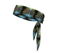 WHJSHOP Rainbow Under The Waterfall Pattern Sports Headscarf, Casual Headband, Elastic, Sweat Absorbing, Adjustable, Anti Slip