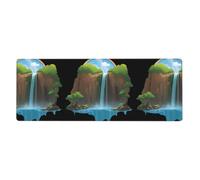 WHJSHOP Rainbow Under The Waterfall Prints Extra Large Mouse pad, Computer Office Anti Slip Gaming Keyboard Thickened Version 12x31.5in