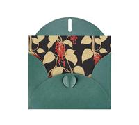 WHJSHOP Red berries on the vine Prints Greeting Card - Premium Pearlescent Paper, Double Sided Pearl Effect, Love Buckle Pearl Paper Envelope